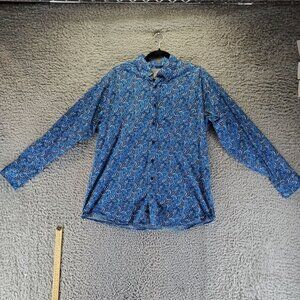 Panhandle Shirt Mens Large Blue Paisley Tuf Cooper Long Sleeve Button-Down